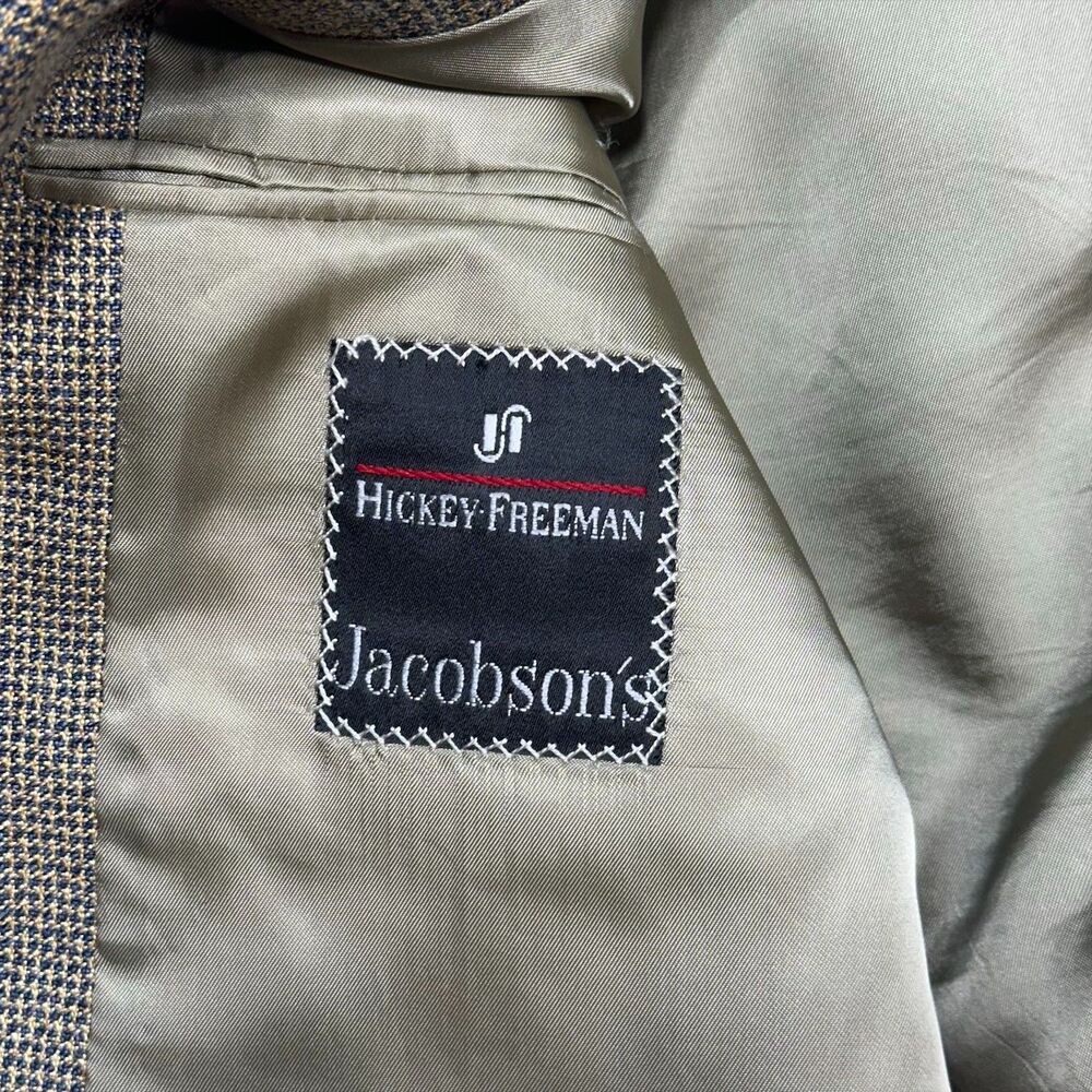 Vintage Hickey Freeman 44L Silk Wool Sport Coat Blazer Brown USA Union Made - Picture 2 of 13